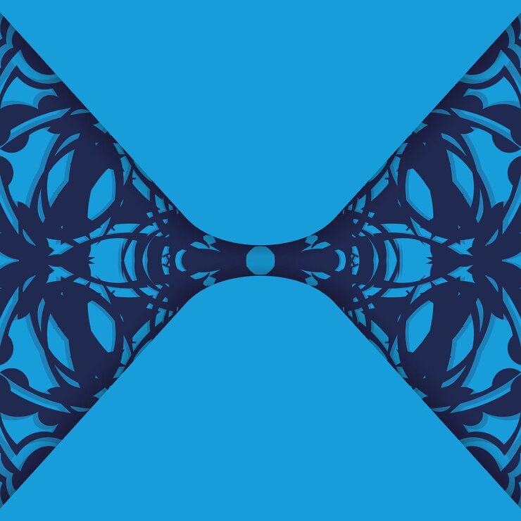 Vector folleto en azul con adornos de mandala para tu marca.
