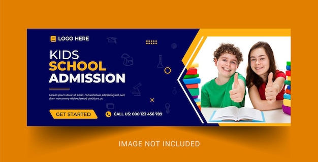 Folleto de banner web de redes sociales de admisión a la escuela y plantilla de diseño de foto de portada de facebook Premium Ai