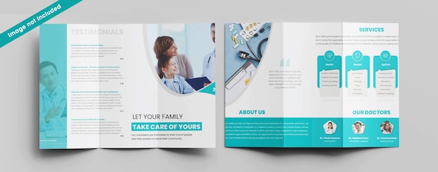 Folleto bifold cuadrado médico limpio y corporativo
