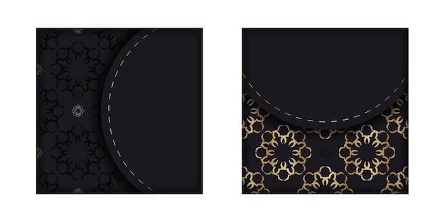 Folleto de color negro con estampado dorado vintage