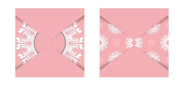 Vector el folleto en color rosa con patrón blanco abstracto está listo para imprimir.