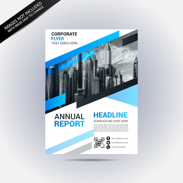 Folleto comercial creativo azul y gris
