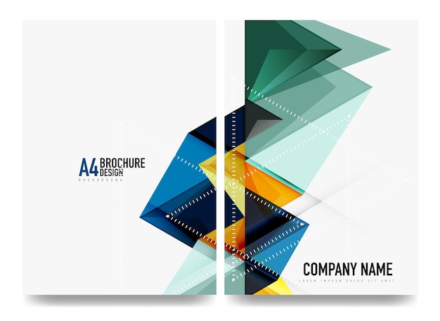 Folleto comercial, diseño de portada, volante, plantilla a4, diseño geométrico triangular