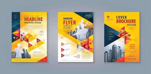 Folleto comercial folleto folleto diseño de tamaño a4, plantilla de póster de folleto, triángulo geométrico abstracto