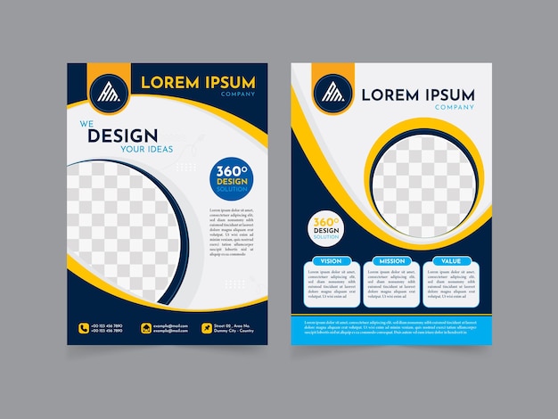 Folleto comercial moderno A4 - Azul y naranja