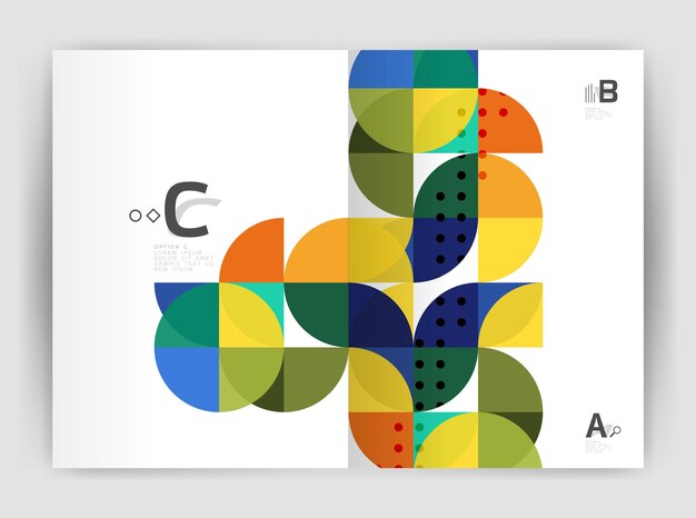 Folleto comercial moderno o plantilla de portada de folleto A4 Fondo abstracto con triángulos de color Fondo de impresión de informe anual Diseño vectorial para opciones de número de diagrama de diseño de flujo de trabajo o diseño web