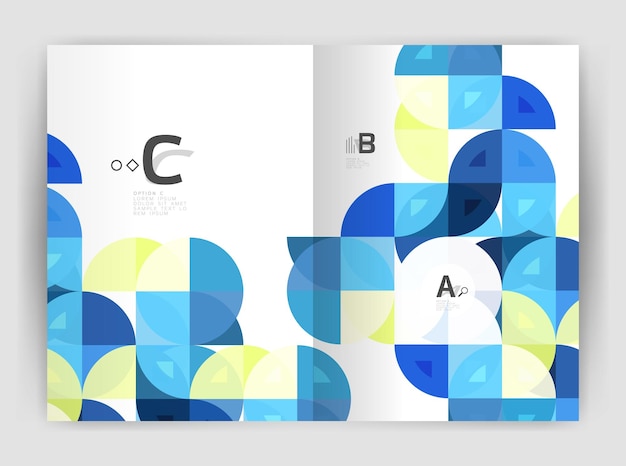 Folleto comercial moderno o plantilla de portada de folleto A4 Fondo abstracto con triángulos de color Fondo de impresión de informe anual Diseño vectorial para opciones de número de diagrama de diseño de flujo de trabajo o diseño web