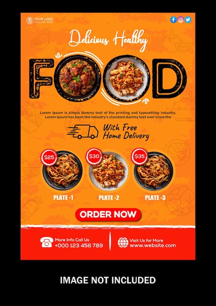 Folleto de comida gratis promoción de redes sociales y plantilla de diseño de publicación de banner de instagram