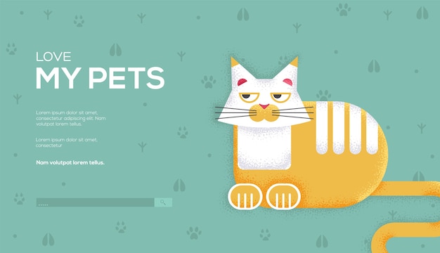 Folleto de concepto de gato, banner web, encabezado de interfaz de usuario, ingresar al sitio. .