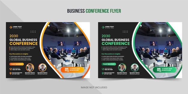 Folleto de conferencia de negocios abstracto o folleto horizontal de seminario web en vivo y diseño de banner de invitación