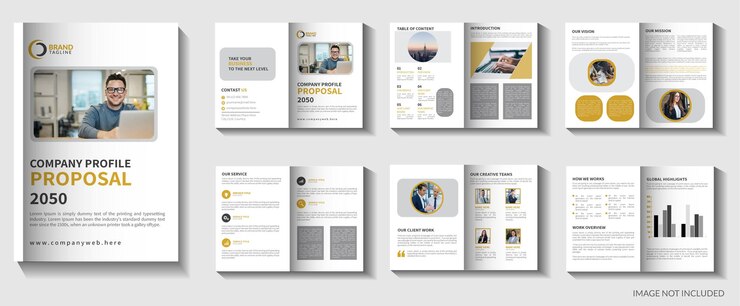 Folleto corporativo y conjunto de plantillas de diseño de portada de informe anual de perfil de empresa