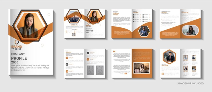 Folleto corporativo y conjunto de plantillas de diseño de portada de informe anual de perfil de empresa