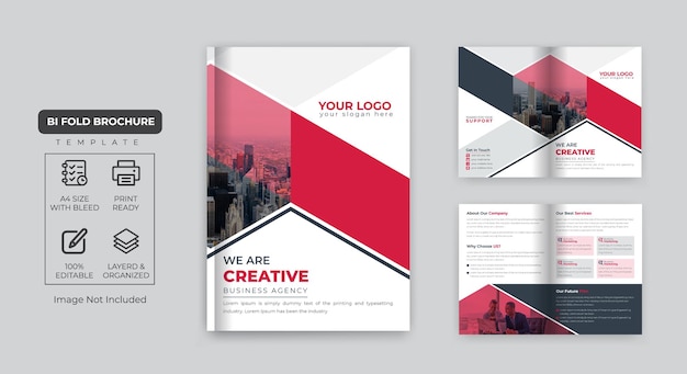 Folleto corporativo perfil de la empresa de 4 páginas y diseño de folleto comercial de varias páginas vector premium
