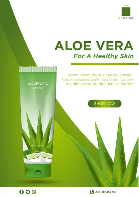 Folleto cosmético de aloe vera