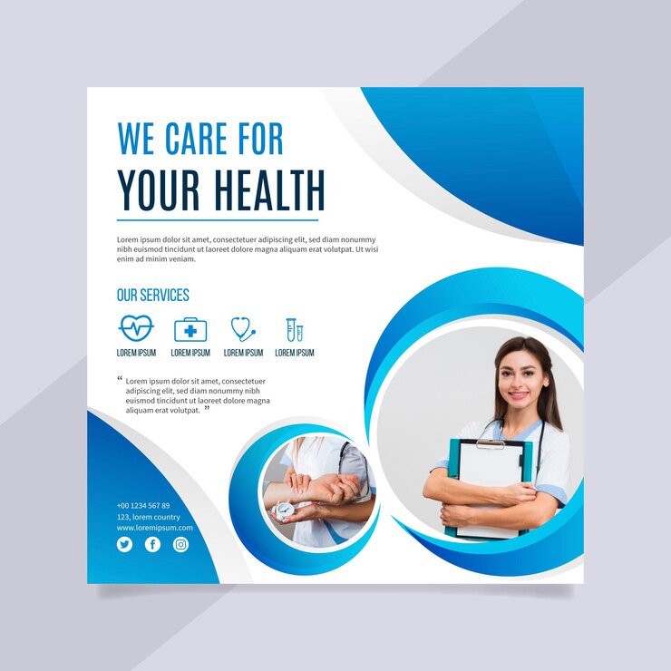 Vector folleto cuadrado del concepto de salud