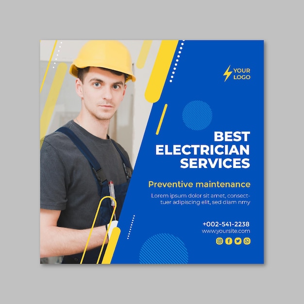 Folleto cuadrado de electricista