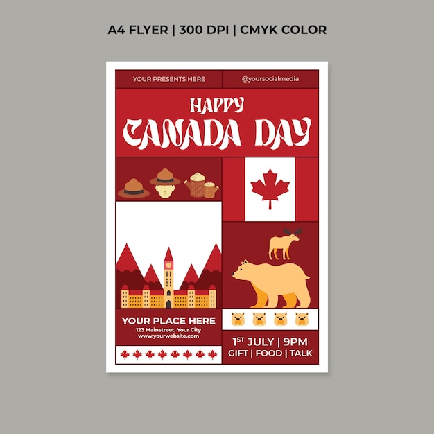 Vector folleto del día de canadá