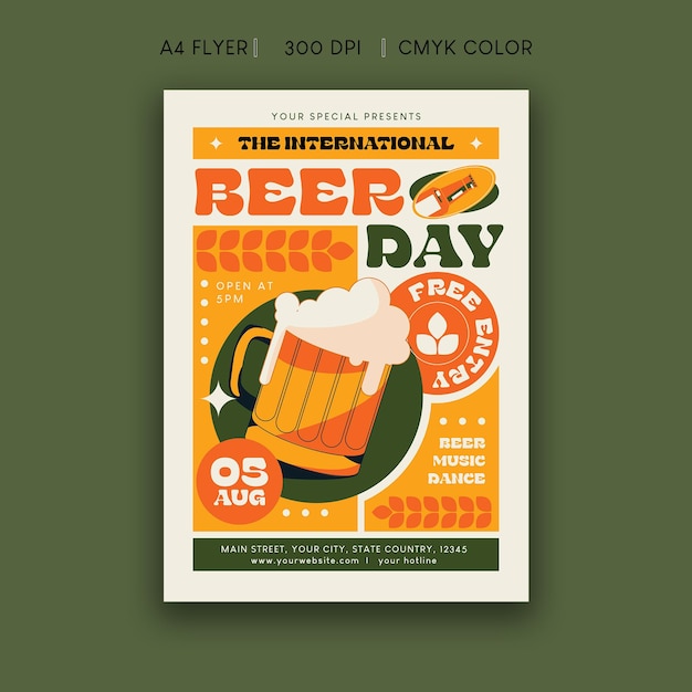 Vector folleto del día internacional de la cerveza