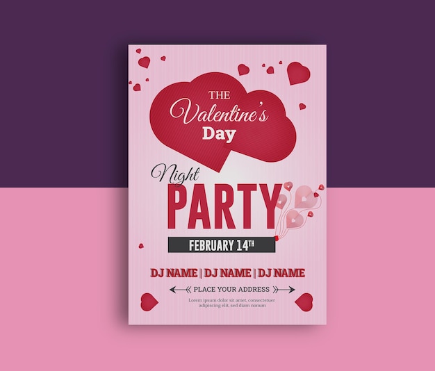 Vector folleto del día de san valentín, cartel del día de san valentín, fiesta de san valentín, folleto de amor, cartel de san valentín,