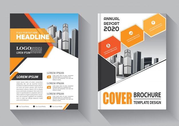 Folleto de diseño de folleto de informe anual con forma geométrica