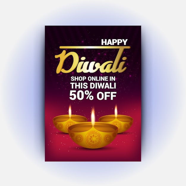 Folleto de diwali rojo y amarillo moderno