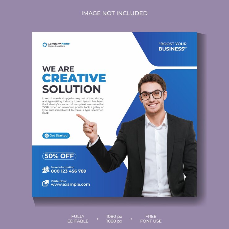 Un folleto para una empresa que anuncia un producto llamado solución creativa.