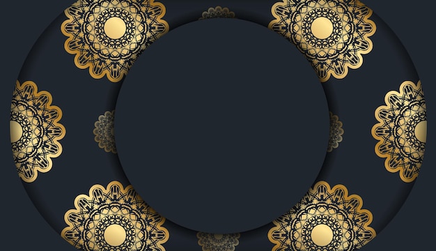 Este folleto está impreso en negro con adornos abstractos de oro.