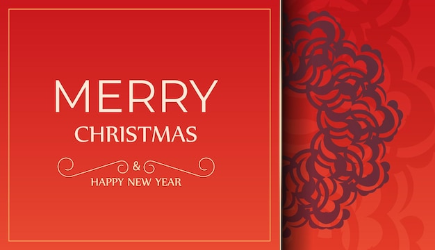 Folleto Feliz Navidad y Feliz Año Nuevo Color rojo con lujoso adorno burdeos