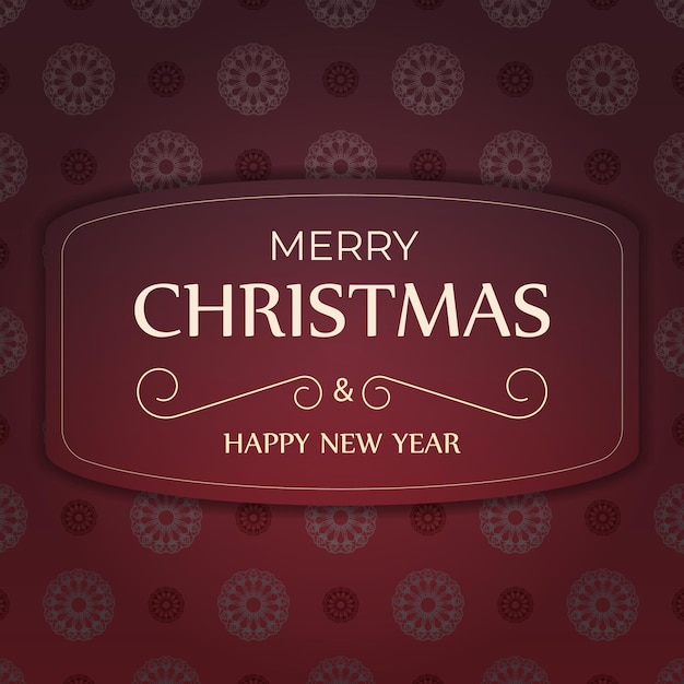 Folleto festivo Feliz Navidad y próspero año nuevo Color rojo con adornos de lujo