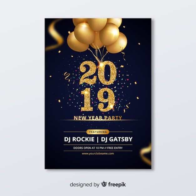 Folleto de fiesta de año nuevo 2019