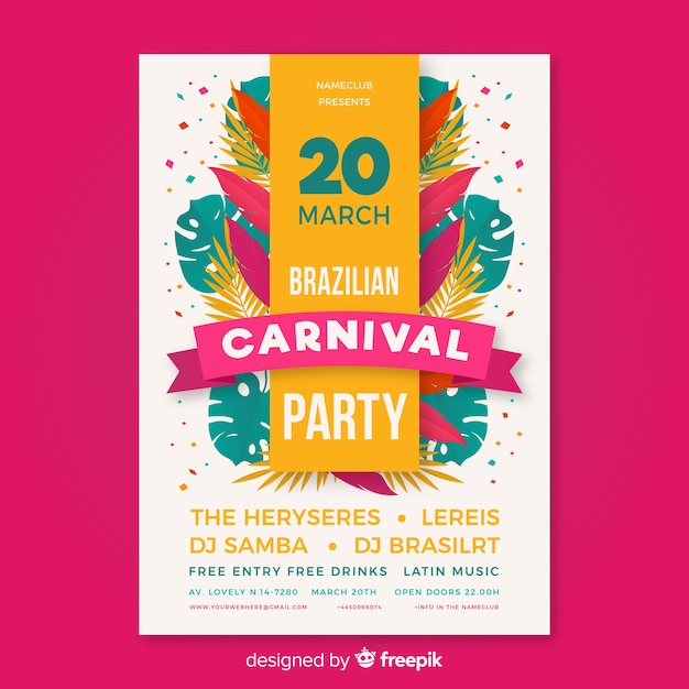 Vector folleto de fiesta de carnaval de brasil