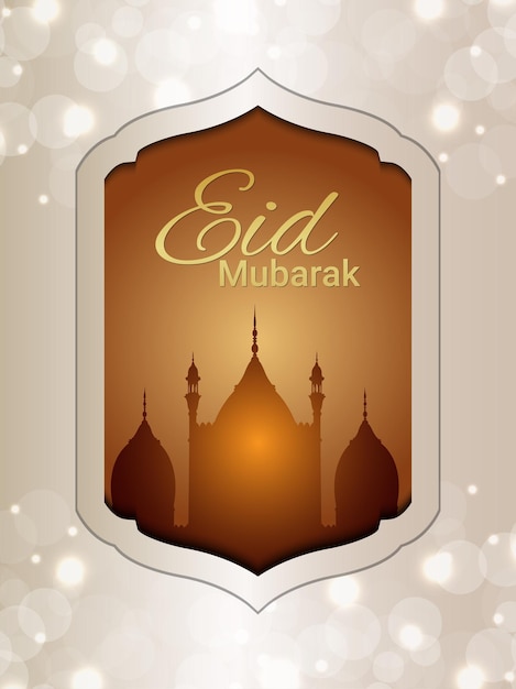 Vector folleto de la fiesta de eid mubarak sobre fondo creativo