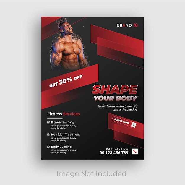 Vector folleto de fitness de gimnasio y plantilla de diseño de carteles