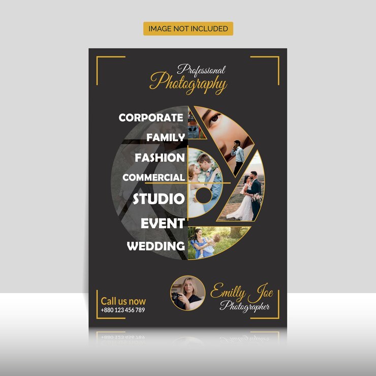 Vector folleto de fotografía de cartel de viaje con fotografía.