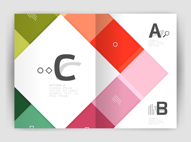 Folleto geométrico a4 plantilla de negocio volante fondo abstracto con infografías opciones abc Plantilla de impresión moderna