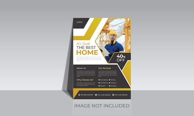 Folleto de House Construction, plantilla de folleto de folleto adecuada para la empresa de construcción de bienes raíces.
