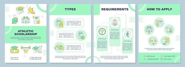 Folleto con íconos de líneas delgadas de becas atléticas