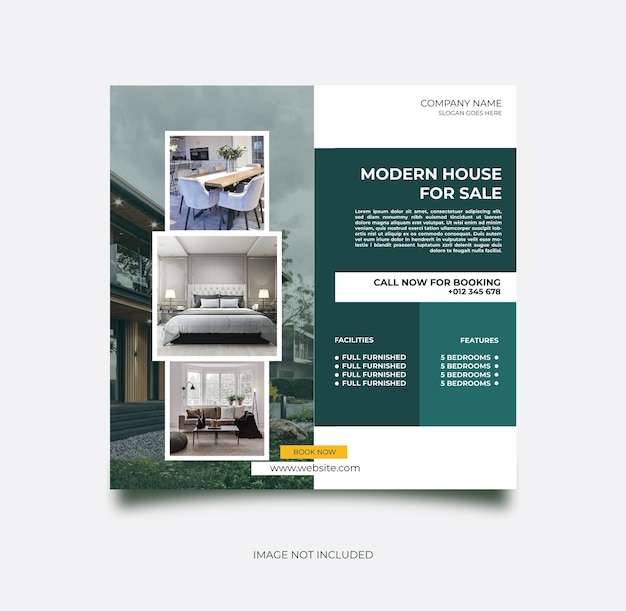 Vector folleto inmobiliario personalizable