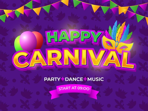 Folleto de Mardi Gras con invitación para fiesta de carnaval
