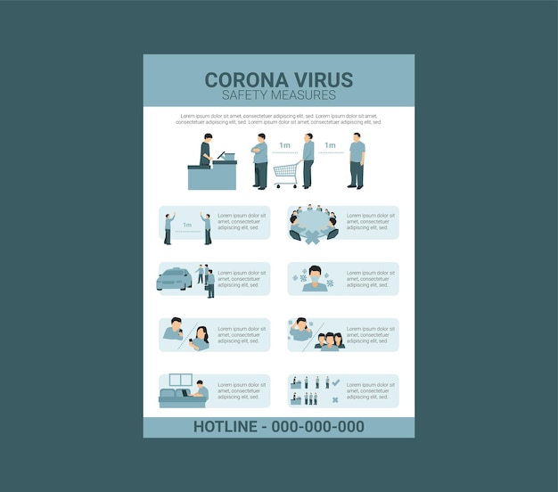 Vector folleto de medidas de seguridad del coronavirus