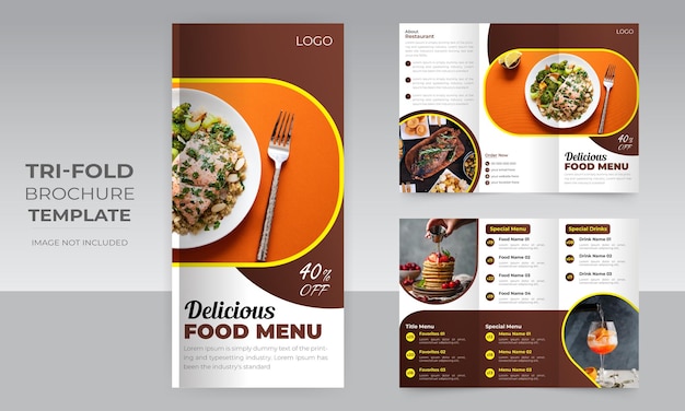 Folleto de menú de comida de restaurante delicioso de 6 páginas Plantilla de diseño de comida saludable