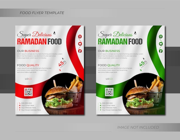 Folleto de menú de comida de restaurante de oferta especial de ramadán o plantilla de diseño de portada de folleto