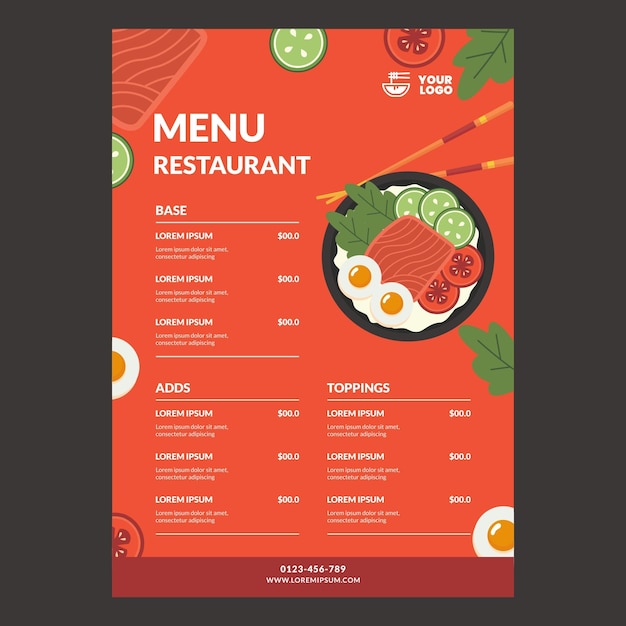 Folleto del menú del restaurante