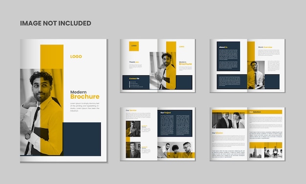Folleto moderno corporativo de 8 páginas y diseño de plantilla de cartera de revista de perfil de empresa