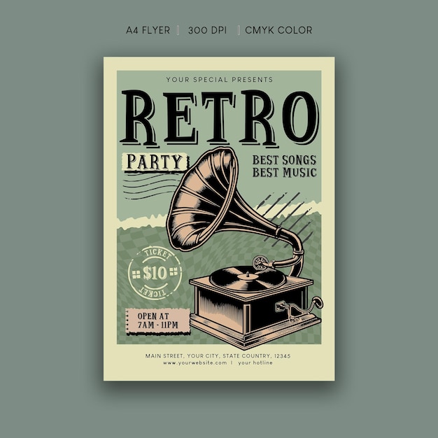 Folleto de música retro