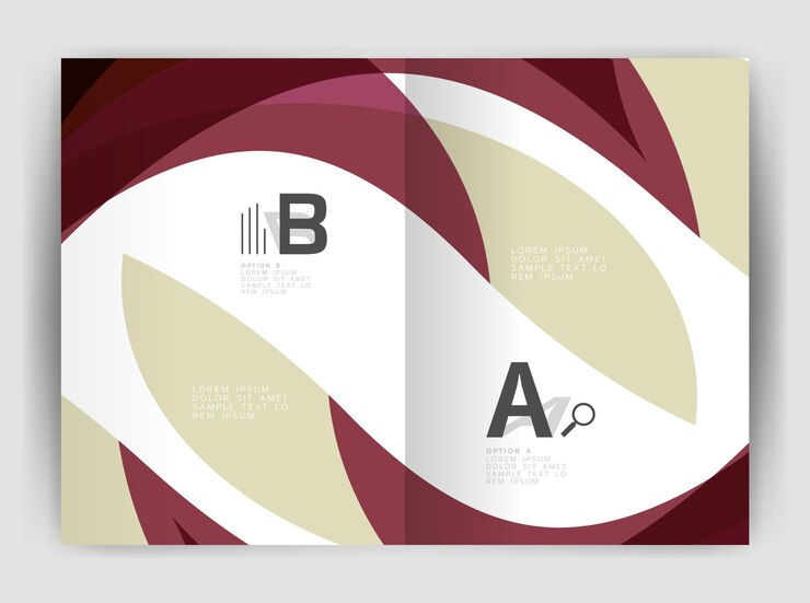 Vector folleto de negocio de diseño de olas o portada del informe anual