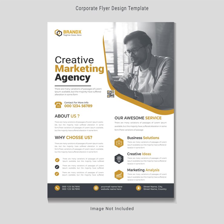 Folleto de negocios abstracto de vector gratis con plantilla de fotos