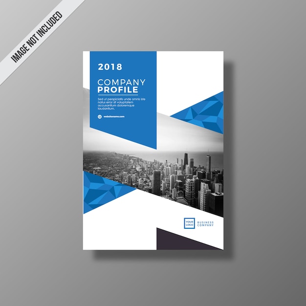 Folleto de negocios azul y blanco