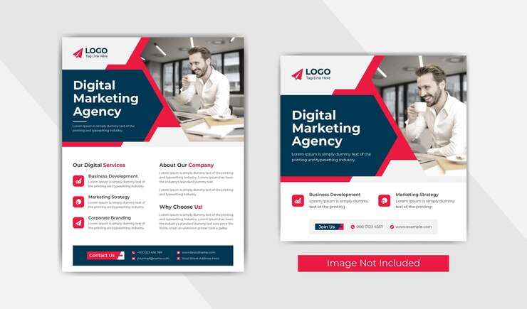 Folleto de negocios corporativos de agencia de marketing digital o plantilla de publicación en redes sociales