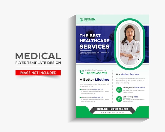 Vector folleto de negocios corporativos de atención médica.